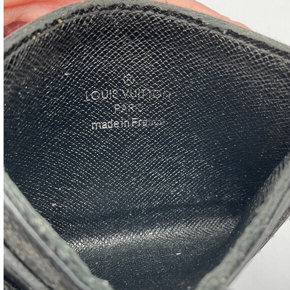 Louis Vuitton Monogram Eclipse Double Card Holder, about 3" x 4.25"- Black - Picture 4 of 7
